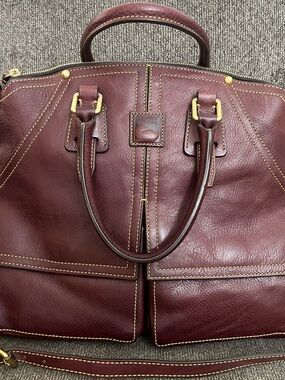 SOLD Dooney & Bourke Burgundy Clayton Florentine Satchel in Crimson